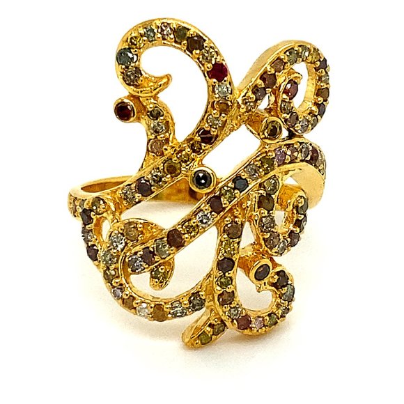 Fancy Colored Diamonds 1.60ct Solid 14K Gold Ring - Picture 6 of 6